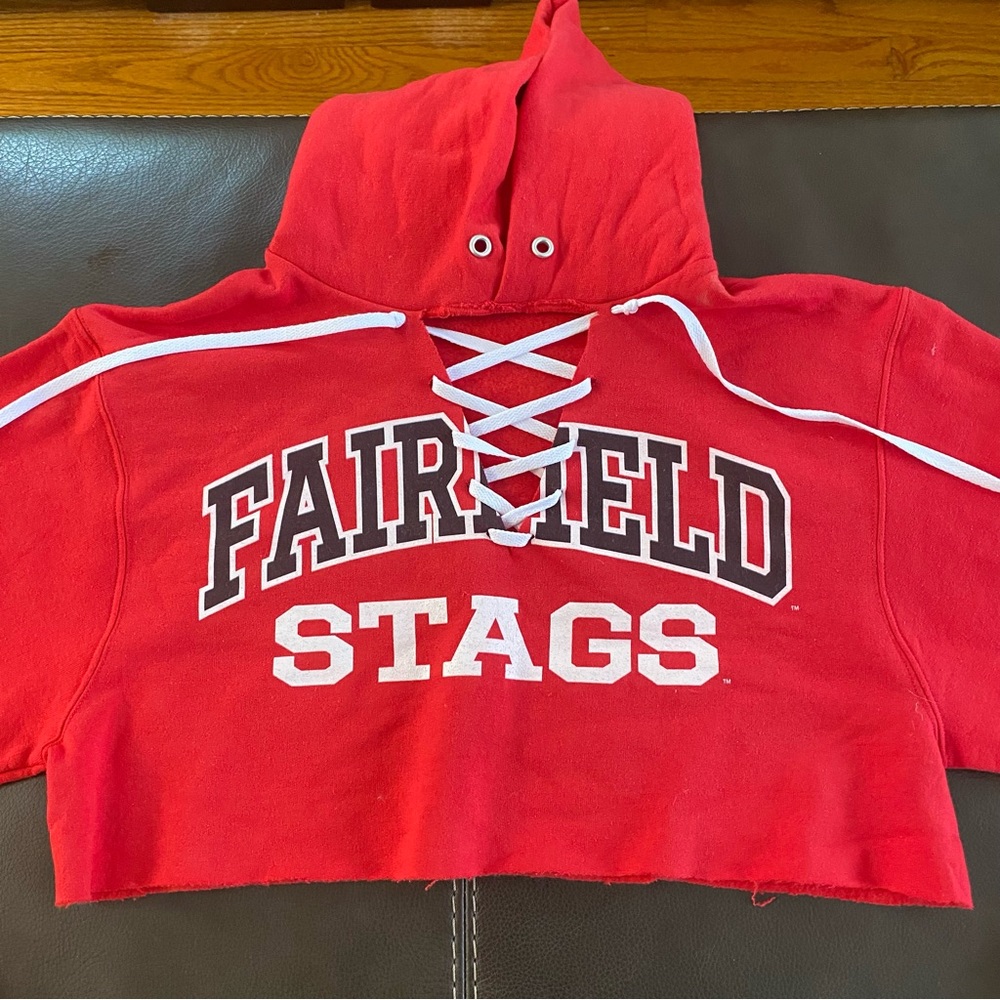 Fairfield University Custom Red Cropped Hoodie - image 1